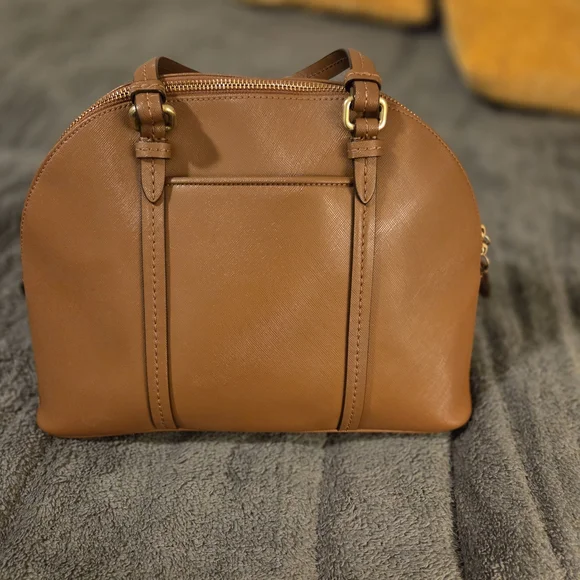 Coach Tan Leather Satchel with Gold Accents - Picture 2 of 6